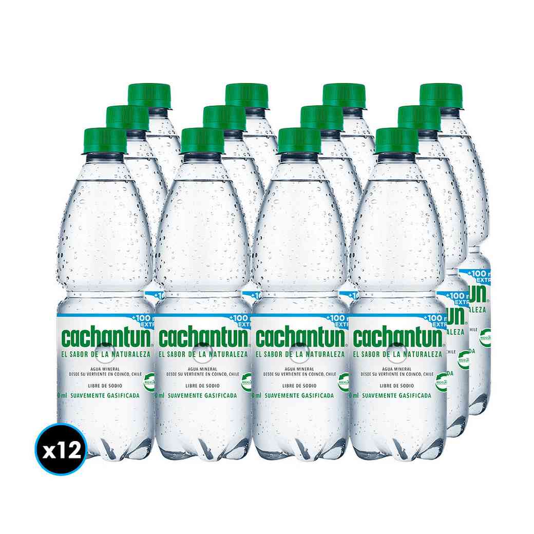Pack 12x Agua Cachantun semi gasificada 600ml