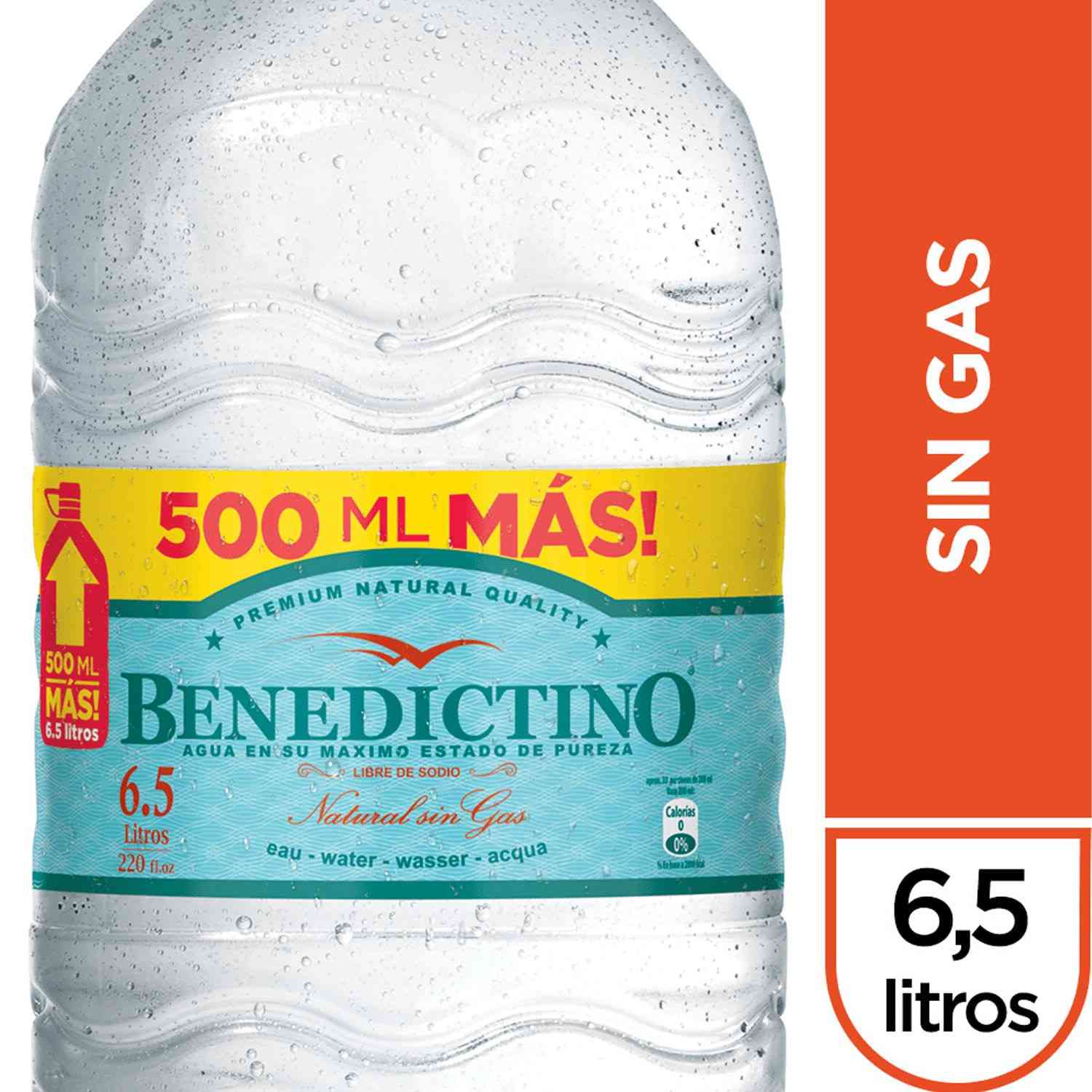 Pack 4x Agua Benedictino sin gas 6,5 lts